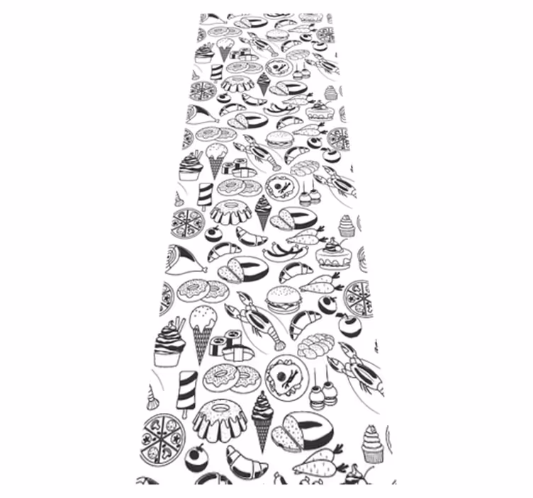 Tapis vinyle cuisine motifs de gribouillis alimentaires - TenStickers