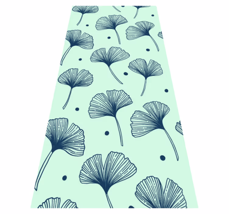 Tapis vinyle cuisine couleur bleue florale - TenStickers