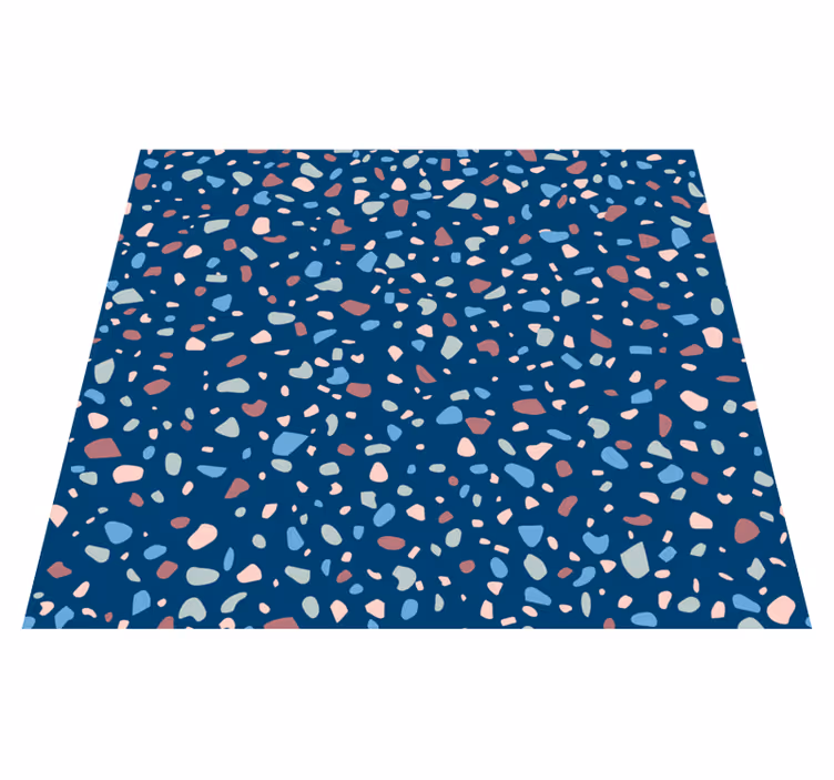 Tapis vinyle cuisine bleu foncé terrazo - TenStickers