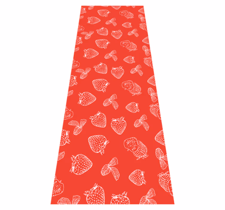 Tapis vinyle cuisine motif fraises en doodle sans couture - TenStickers