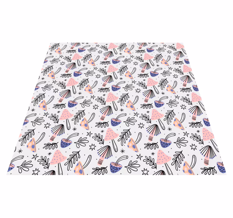 Tapis vinyle fleurs et plantes champignons et fleurs - TenStickers