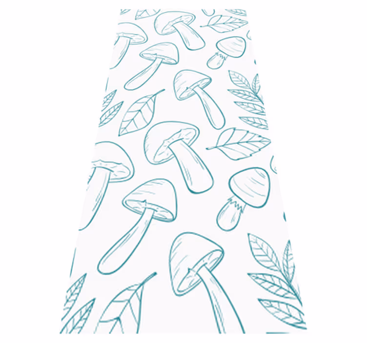Tapis vinyle fleurs et plantes motif champignons bleu clair - TenStickers