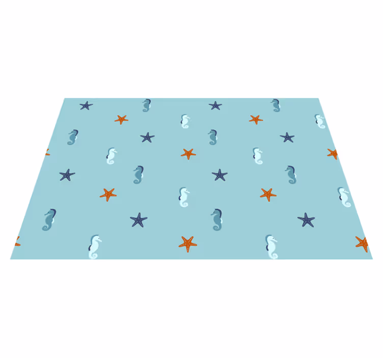 Tapis vinyle fleurs et plantes motif hippocampe étoile - TenStickers