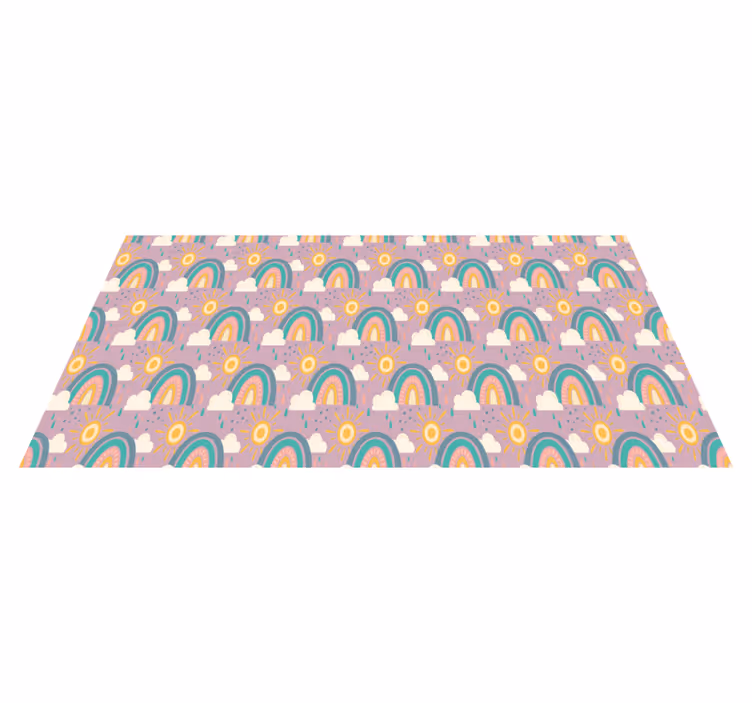 Tapis vinyle fleurs et plantes arc-en-ciel joyeux - TenStickers