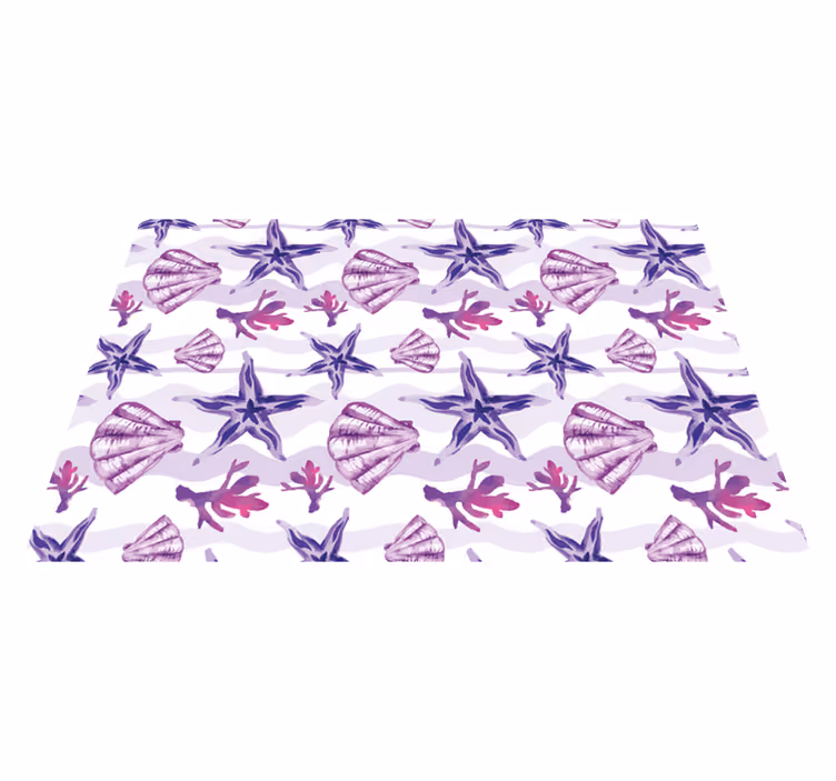 Tapis vinyle fleurs et plantes motif coquillage corail - TenStickers