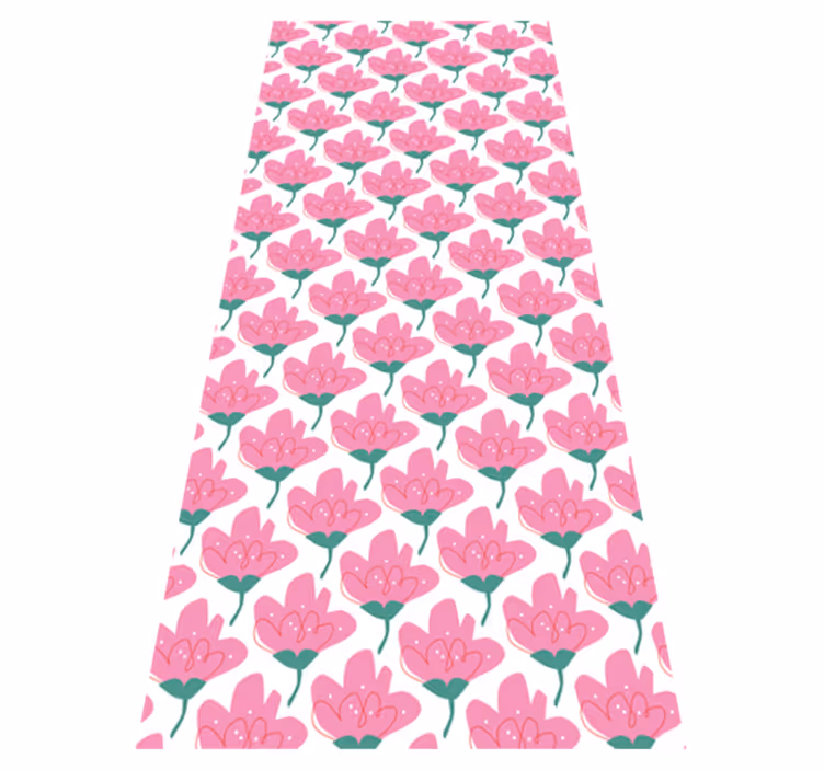 Tapis vinyle chambre fleurs roses - TenStickers