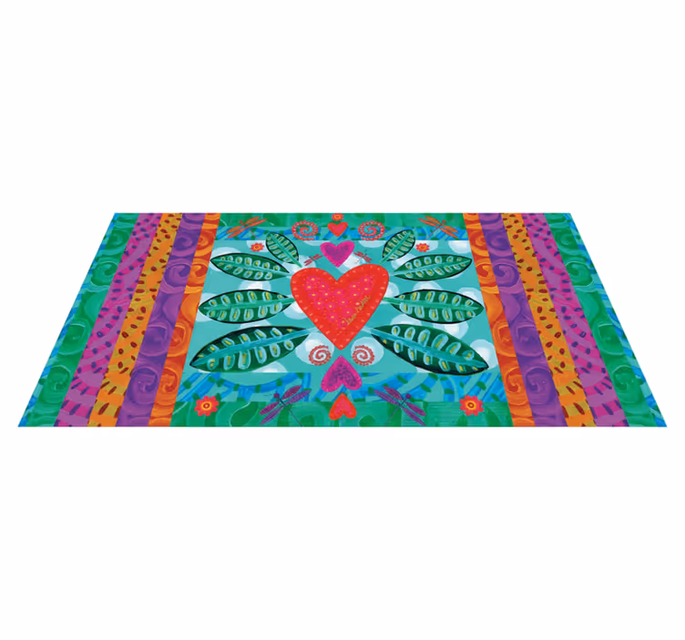 Tapis vinyle salon cœur rouge coloré - TenStickers