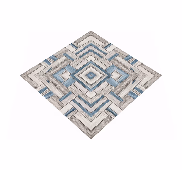 Tapis vinyle salon carreaux bois rustiques - TenStickers