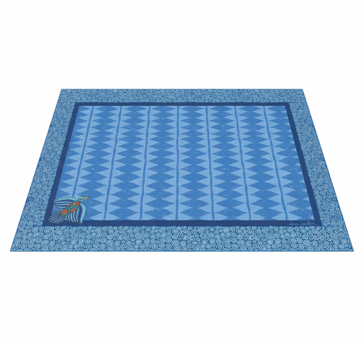 Tapis vinyle salon motif oiseau bleu - TenStickers