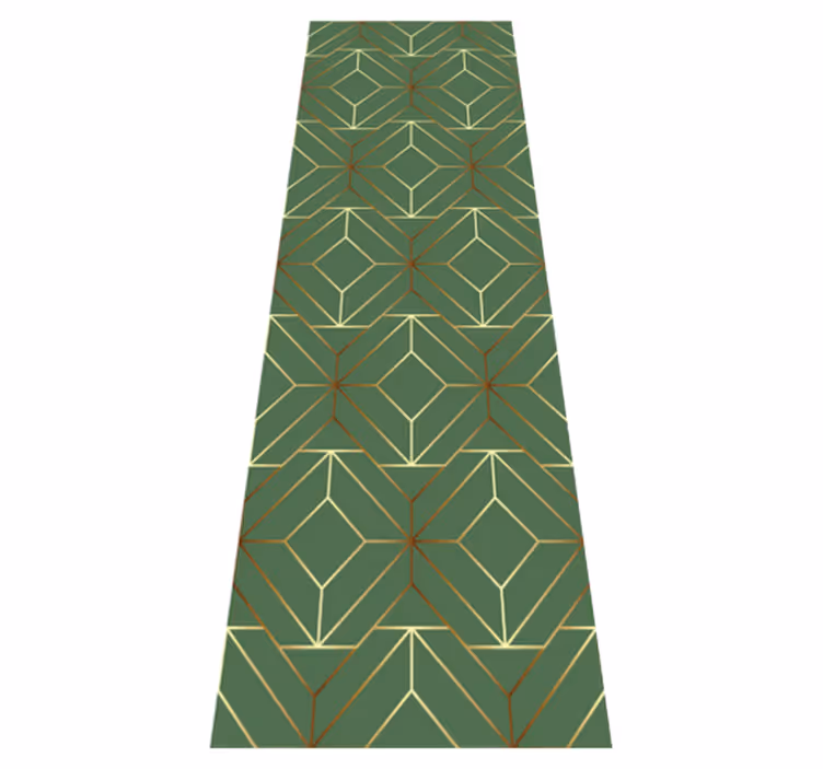 Tapis vinyle géométrique carrés verts métalliques dorés - TenStickers