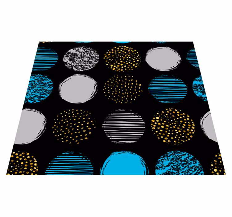 Tapis vinyle géométrique motif pois sur fond noir - TenStickers