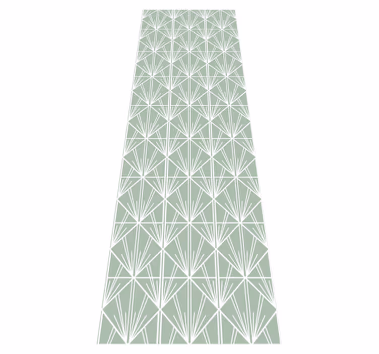 Tapis vinyle géométrique motif déco vert et blanc - TenStickers