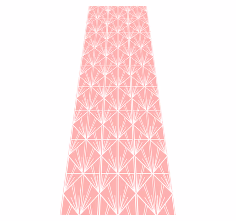 Tapis vinyle géométrique motif déco rose et blanc - TenStickers