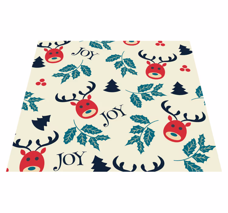Tapis vinyle noël joie et rennes - TenStickers