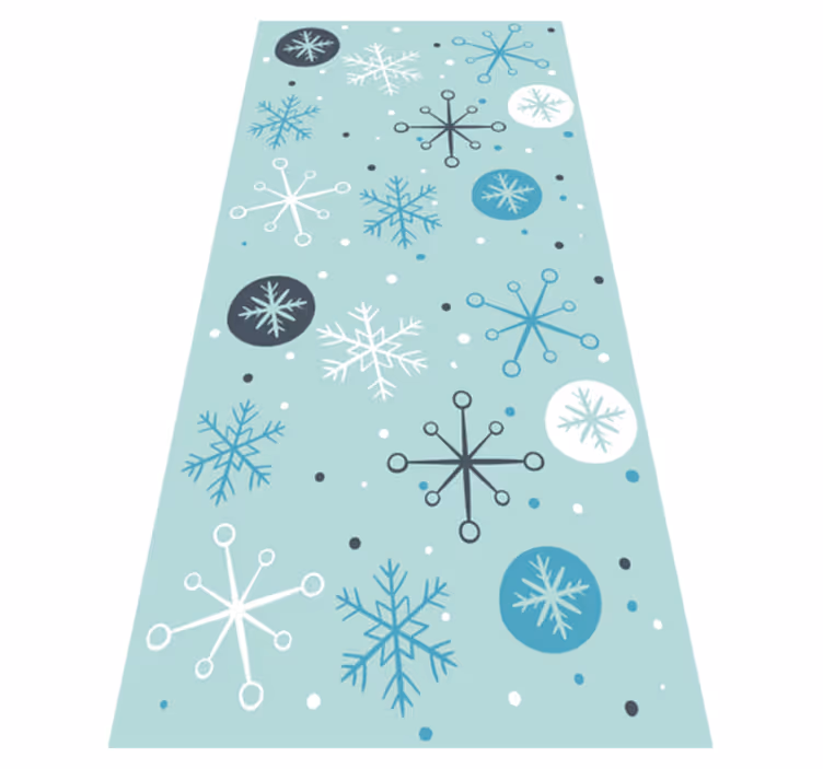 Tapis vinyle noël flocons bleus et blancs décoratifs - TenStickers