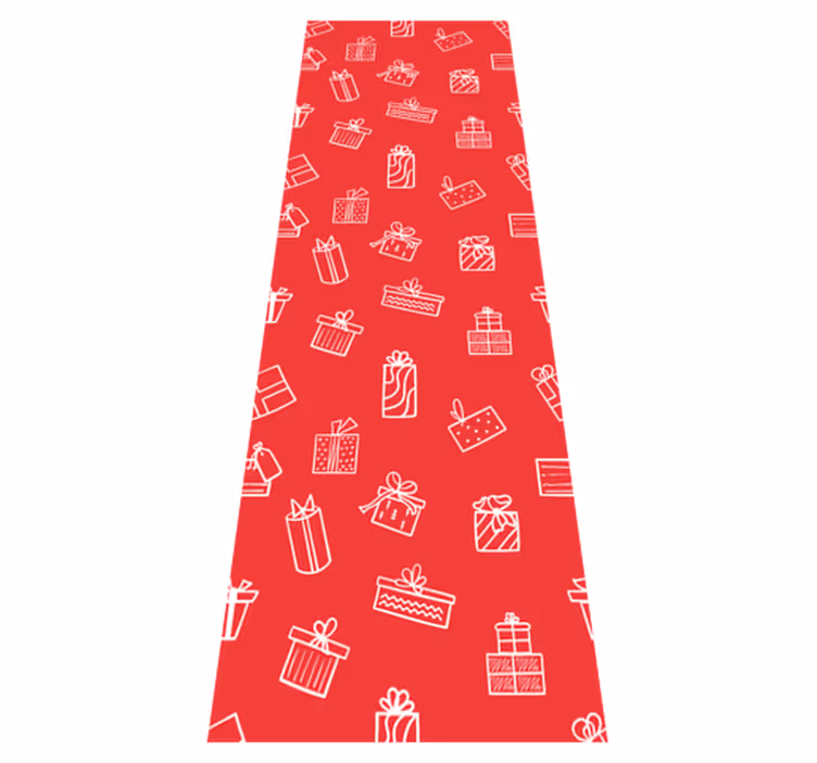 Tapis vinyle noël motifs cadeaux blancs sur fond rouge - TenStickers