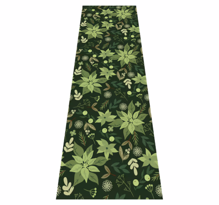 Tapis vinyle noël décorations de noël fleurs vertes - TenStickers