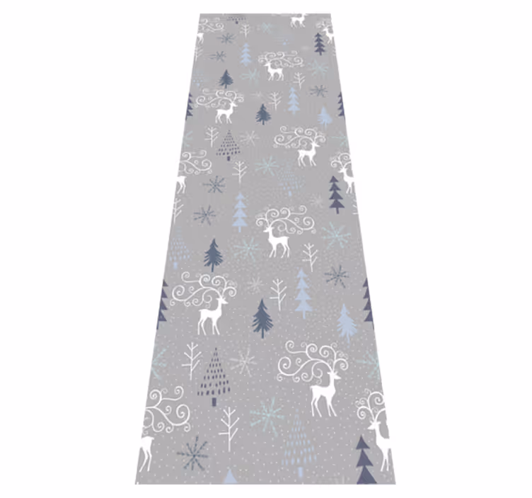 Tapis vinyle noël motif rennes et arbres blancs - TenStickers