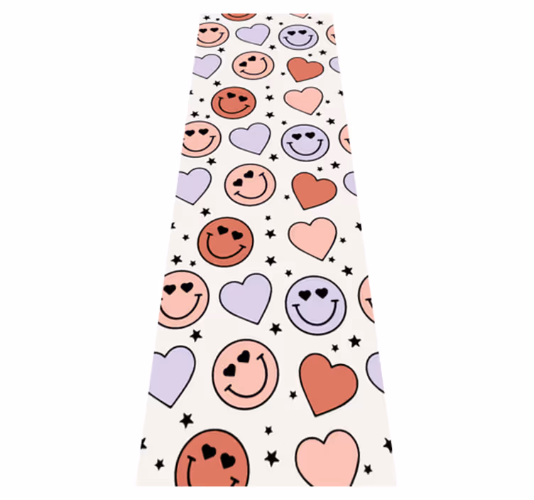Tapis vinyle chambre visages souriants et cœurs - TenStickers