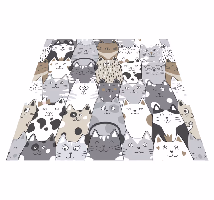 Tapis vinyle chambre chats en dessin animé - TenStickers