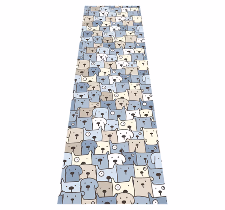 Tapis vinyle chambre chiens dessinés gris - TenStickers