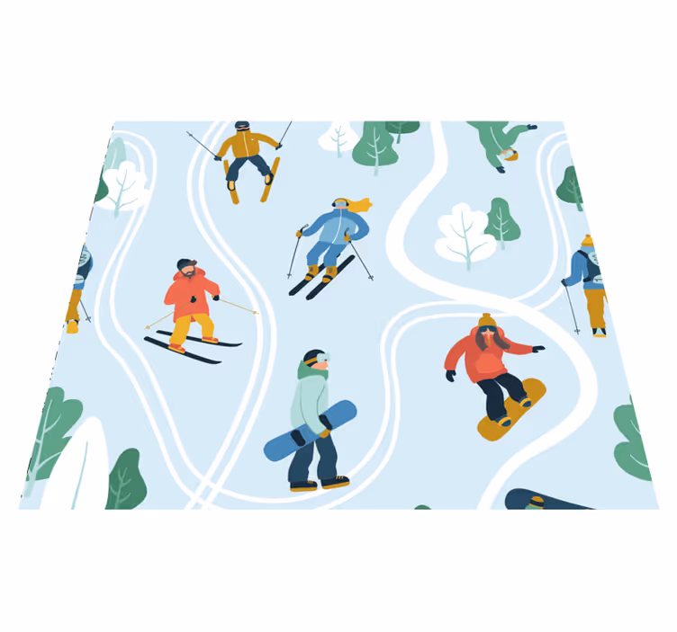 Tapis vinyle chambre design de ski bleu - TenStickers