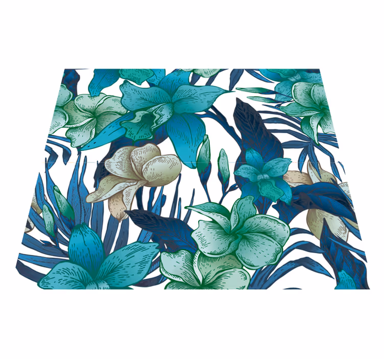Tapis vinyle chambre feuillage tropical bleu - TenStickers