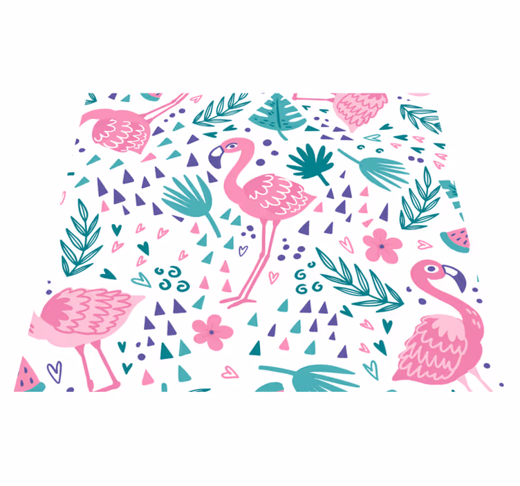 Tapis vinyle chambre motif flamant rose - TenStickers