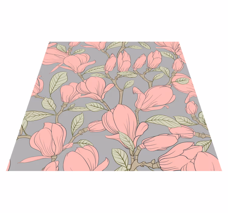 Tapis vinyle chambre fleurs et feuilles roses - TenStickers