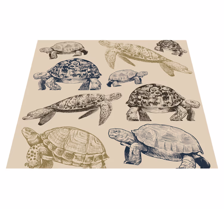 Tapis vinyle chambre tortues fond beige - TenStickers