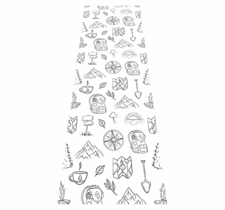 Tapis vinyle chambre boussole dessinée, montagne - TenStickers