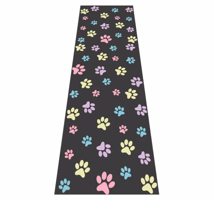 Tapis vinyle chambre empreintes de chien colorées - TenStickers