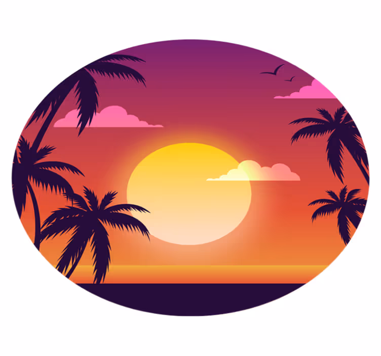 Tapis vinyle nature coucher de soleil des années 70 - TenStickers