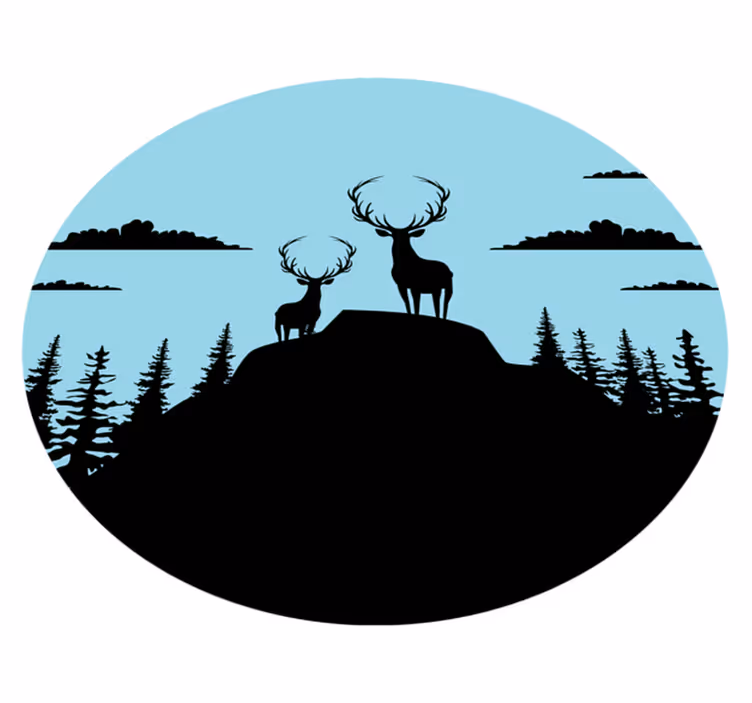 Tapis vinyle nature montagne avec cerfs - TenStickers