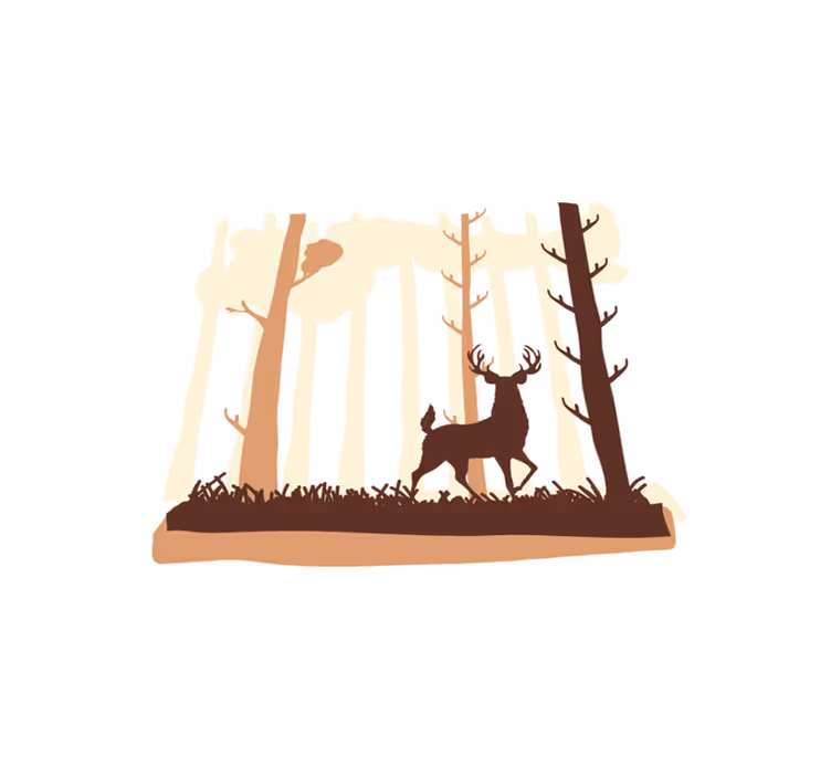 Tapis vinyle nature forêt brune et cerfs - TenStickers