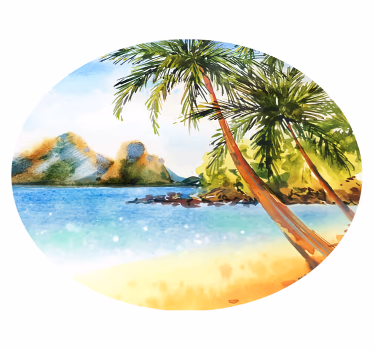 Tapis vinyle nature bord de mer tropical palmier - TenStickers