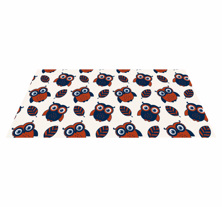Tapis vinyle nature motif hiboux rouges et bleus - TenStickers