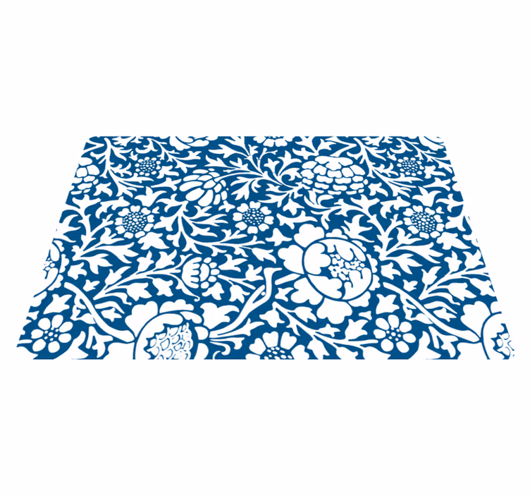 Tapis vinyle nature flore bleue marine - TenStickers