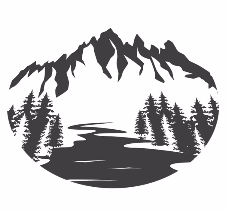 Tapis vinyle nature silhouette de paysage montagneux - TenStickers