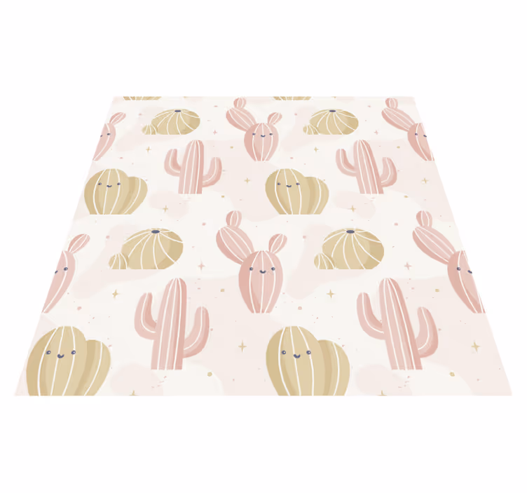 Tapis vinyle nature motif cactus mignon - TenStickers