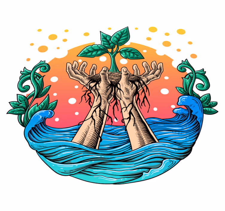 Tapis vinyle nature mains en pleine croissance - TenStickers
