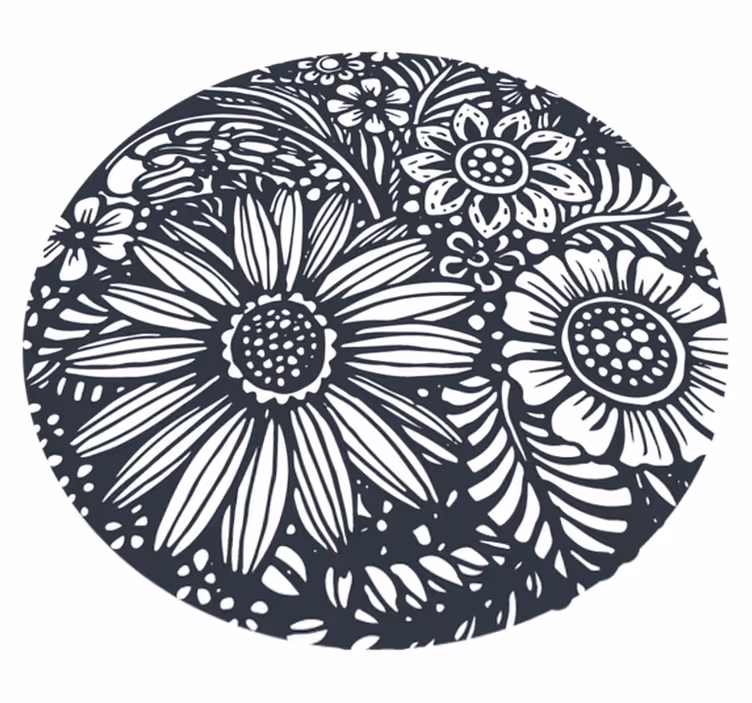 Tapis vinyle nature motif floral circulaire - TenStickers
