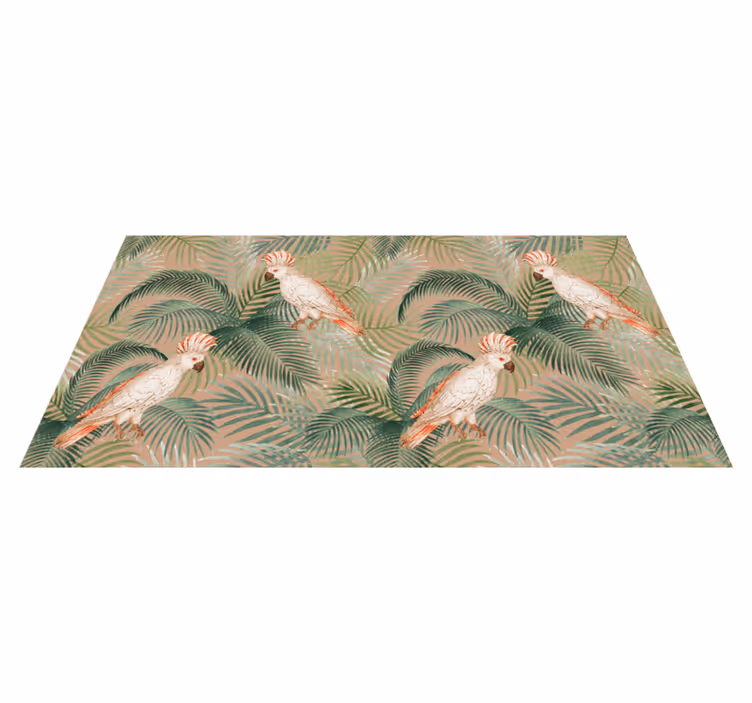 Tapis vinyle nature perroquets tropicaux et palmiers - TenStickers