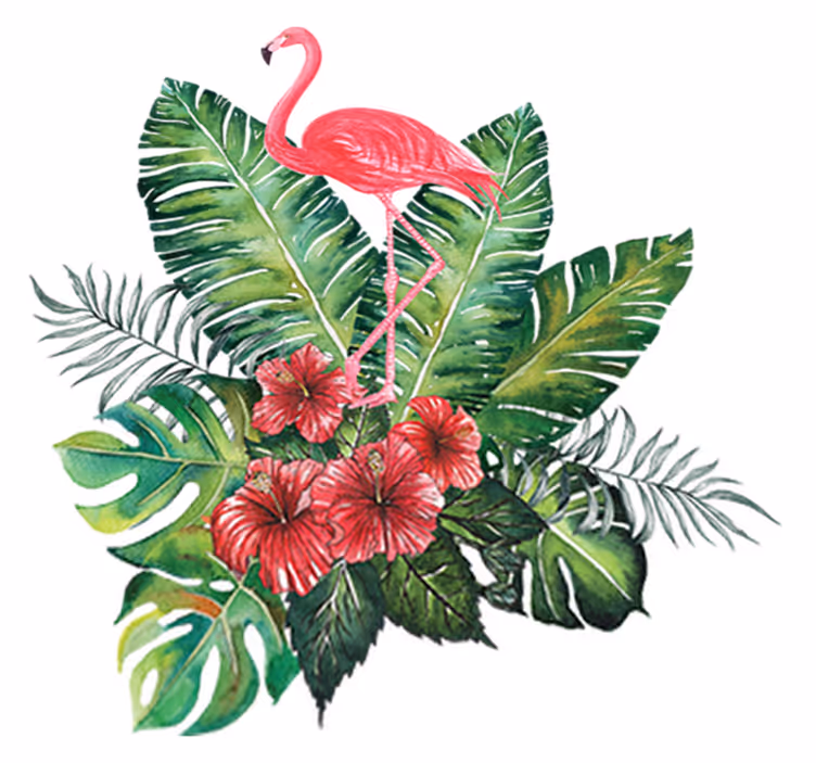 Tapis vinyle fleurs et plantes flamant rose géant - TenStickers