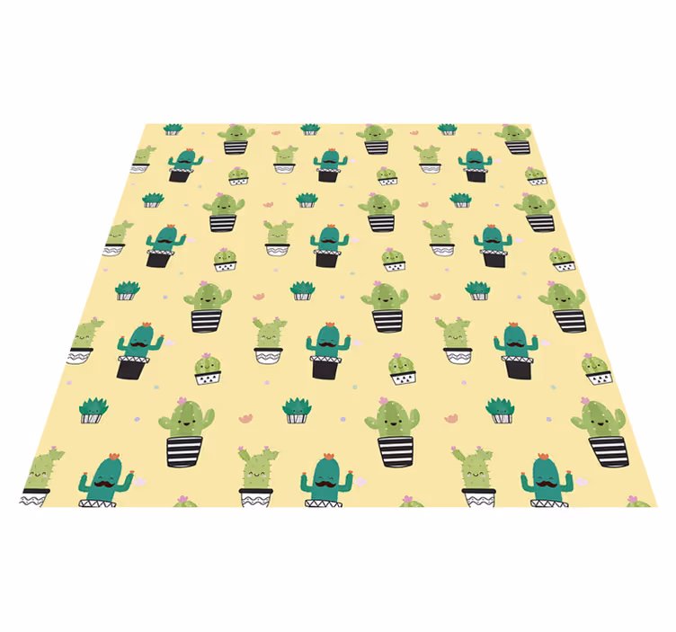 Tapis vinyle fleurs et plantes cactus motif - TenStickers