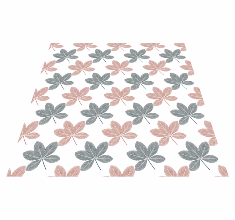 Tapis vinyle fleurs et plantes design acrylique bleu et rose - TenStickers