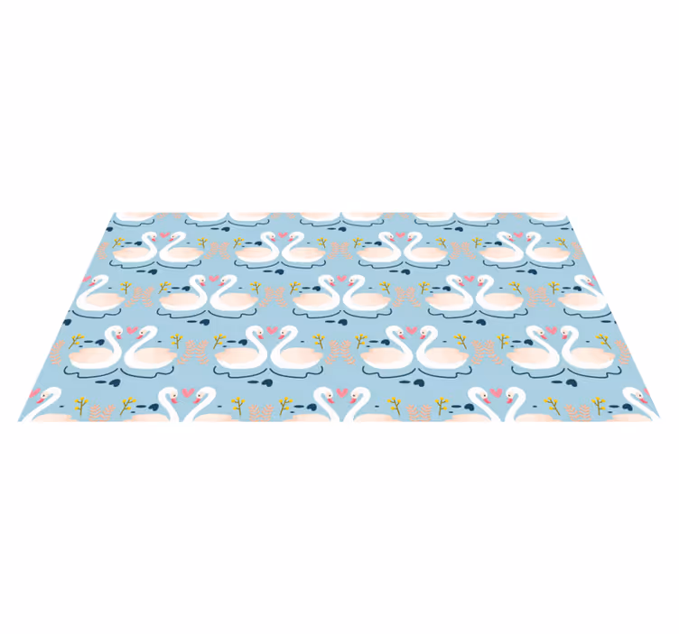 Tapis vinyle fleurs et plantes motifs de cygnes amoureux - TenStickers