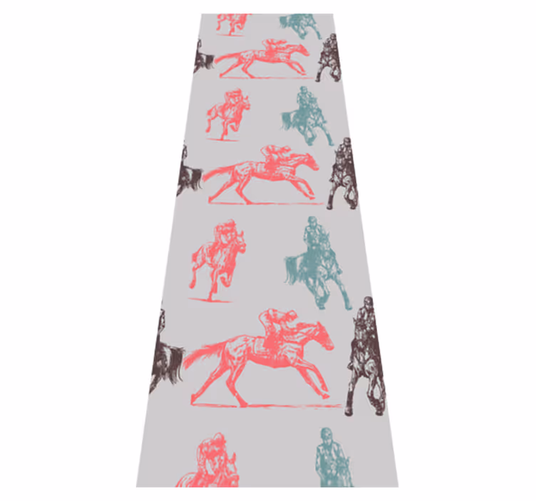 Tapis vinyle chambre motif chevaux colorés sur fond gris - TenStickers