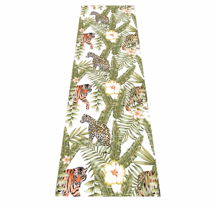 Tapis vinyle chambre feuilles tropicales et léopards - TenStickers