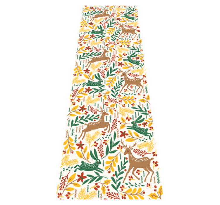 Tapis vinyle chambre motif cerfs gris et fleurs jaunes - TenStickers